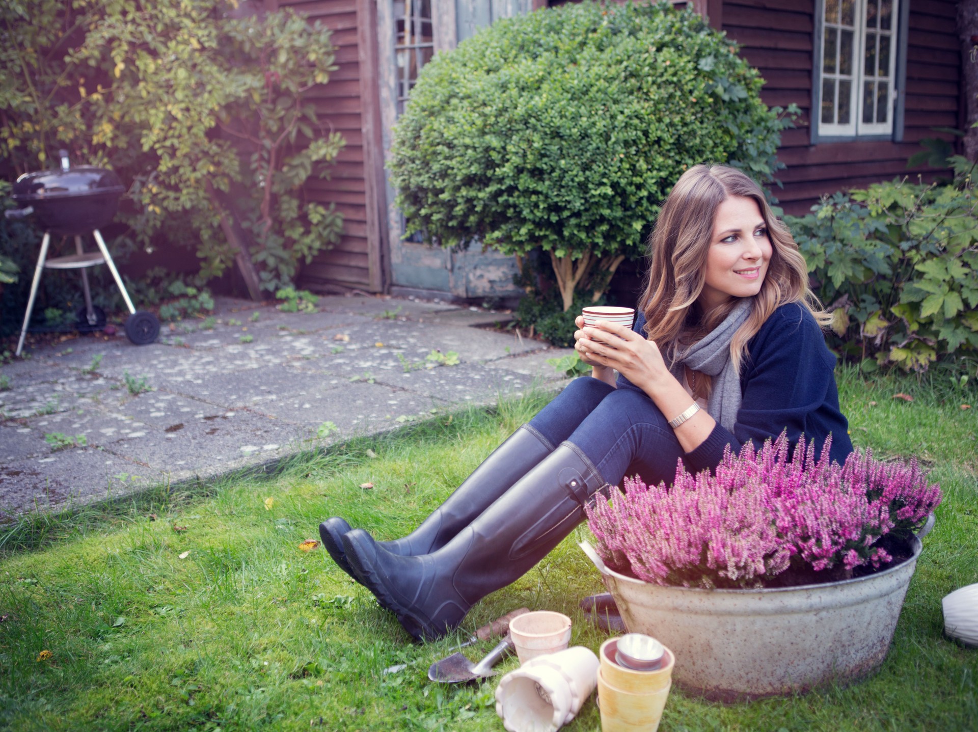 Woman in garden.